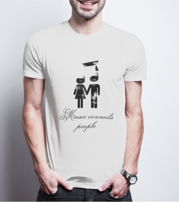 Slechthart Music Connects People Robot And Teddy Bear Illustration T-Shirt