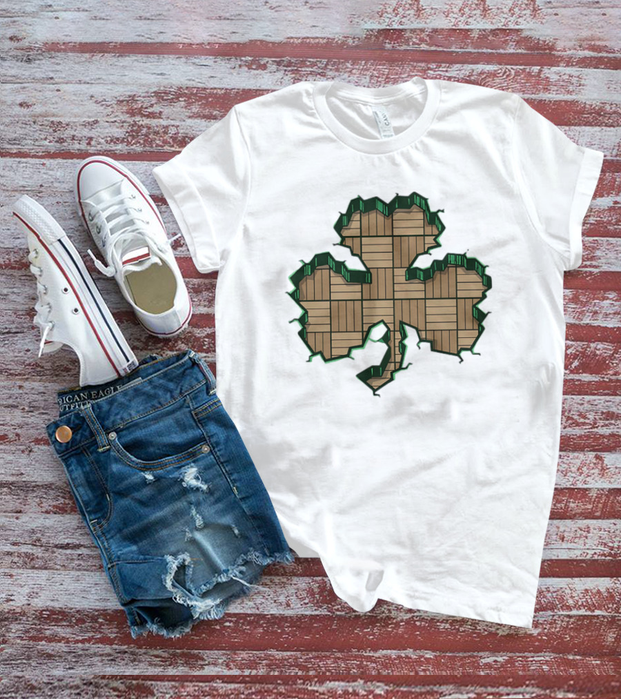 Smashed Shamrock Parquet Hardwood Basketball Court Pattern T-Shirt