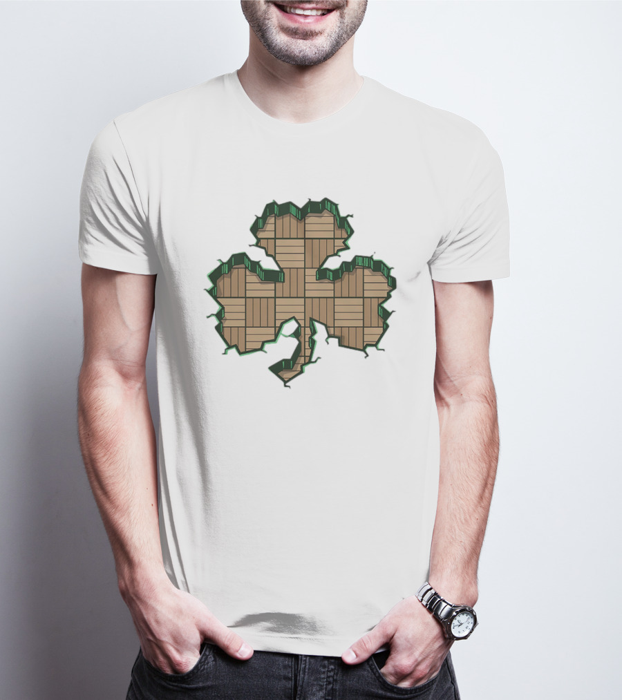 Smashed Shamrock Parquet Hardwood Basketball Court Pattern T-Shirt