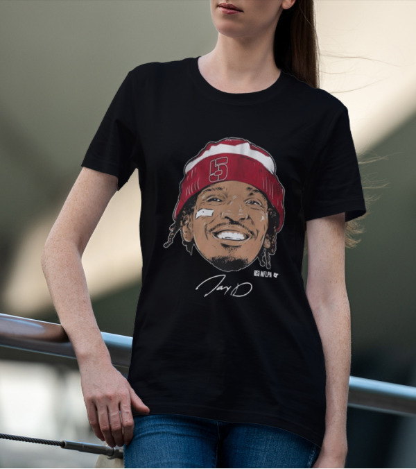 Jayden Daniels Face Bandage With Number 5 Signature T-Shirt