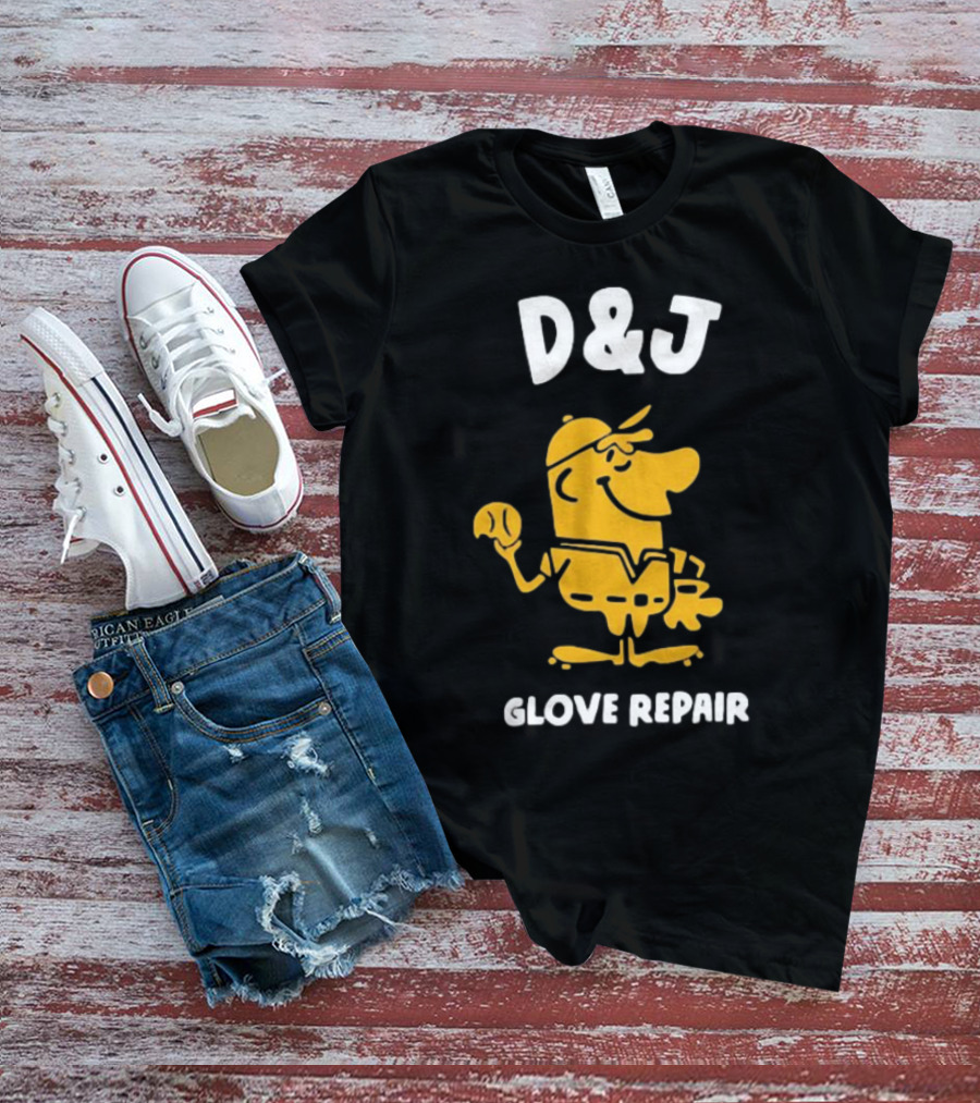 D&J Glove Repair Baseball Character With Cap And Ball T-Shirt