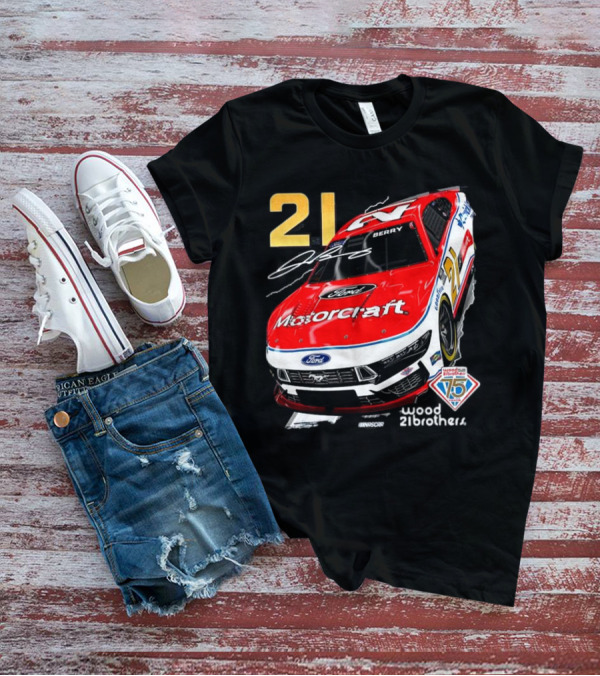 Josh Berry Motorcraft Ford 21 NASCAR Wood Brothers 75th Anniversary T-Shirt