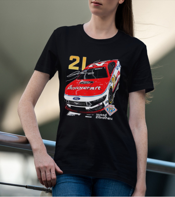 Josh Berry Motorcraft Ford 21 NASCAR Wood Brothers 75th Anniversary T-Shirt