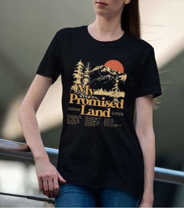 Josiah Queen My Promised Land Tour 2023 With Mountain And Sun Illustration T-Shirt
