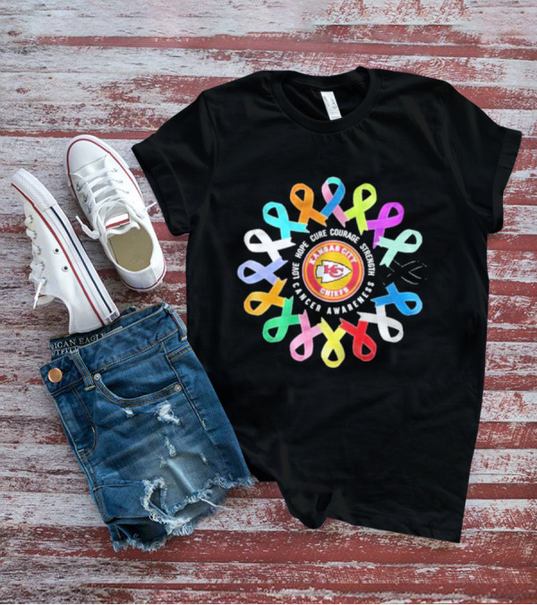 Kansas City Chiefs NFL Cancer Awareness Hope Cure Comfort Support Love T-Shirt