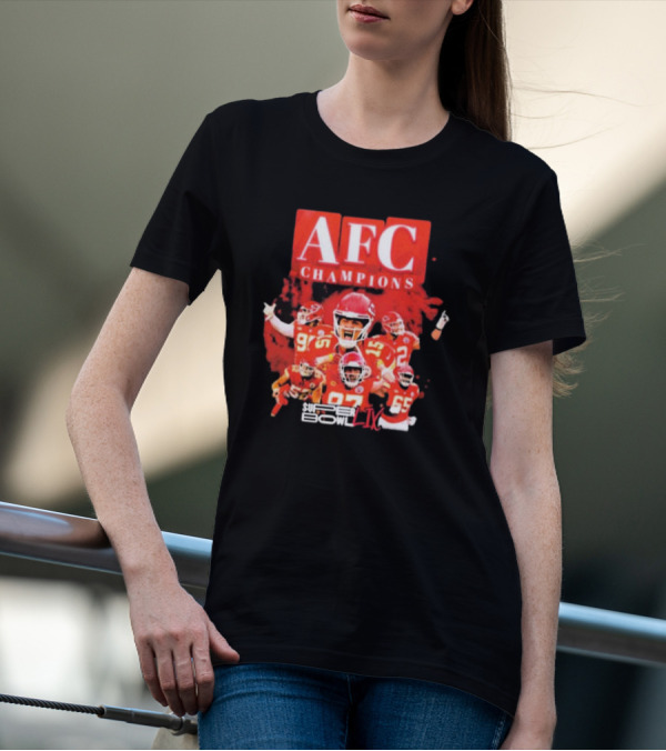 Kansas City Chiefs Patrick Mahomes AFC Champions Super Bowl LIX 2024 Victory Celebration T-Shirt