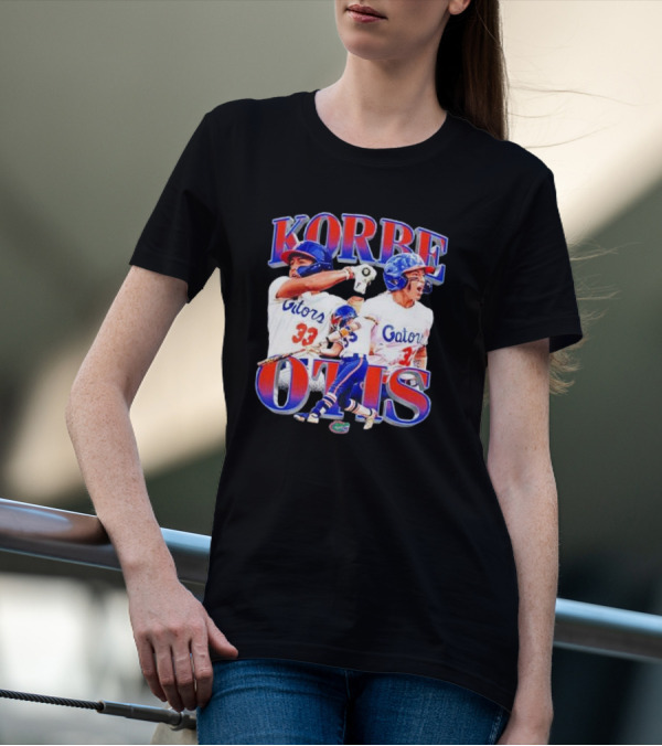 Korbe Otis Florida Gators Softball Player 33 Gators Blue Helmet Collage T-Shirt