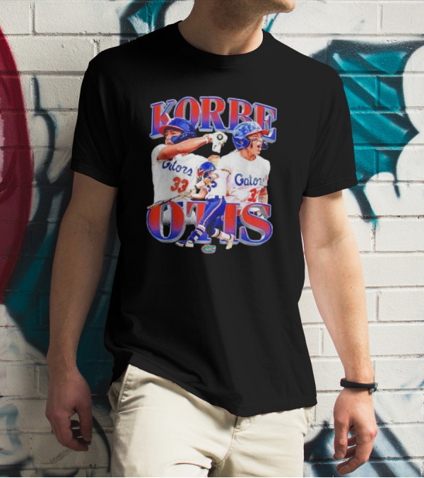 Korbe Otis Florida Gators Softball Player 33 Gators Blue Helmet Collage T-Shirt