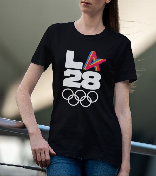 LA 2028 Olympics Multicolor Logo With Rings T-Shirt