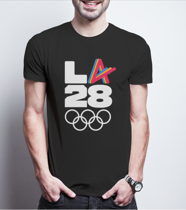 LA 2028 Olympics Multicolor Logo With Rings T-Shirt