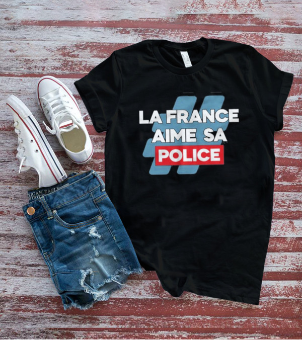 La France Aime Sa Police Hashtag Red Rectangle T-Shirt