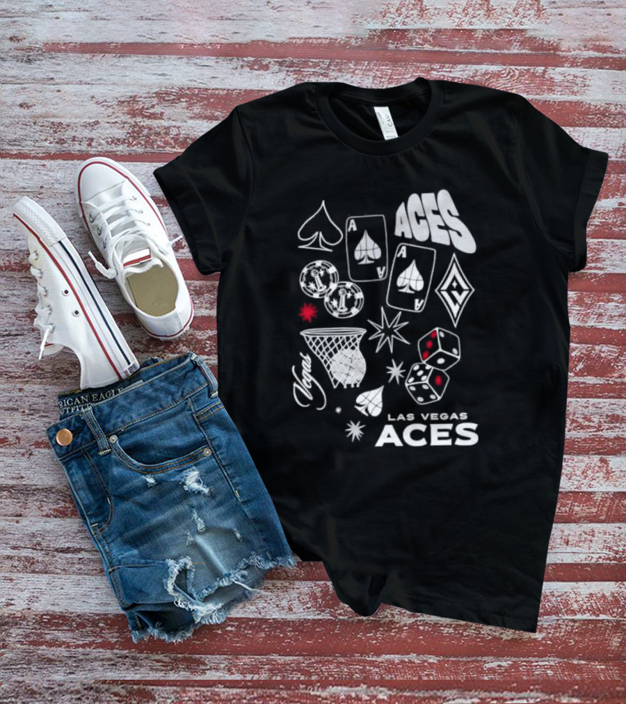 Las Vegas Aces Playing Cards Dice Basketball Hoop Casino Elements T-Shirt