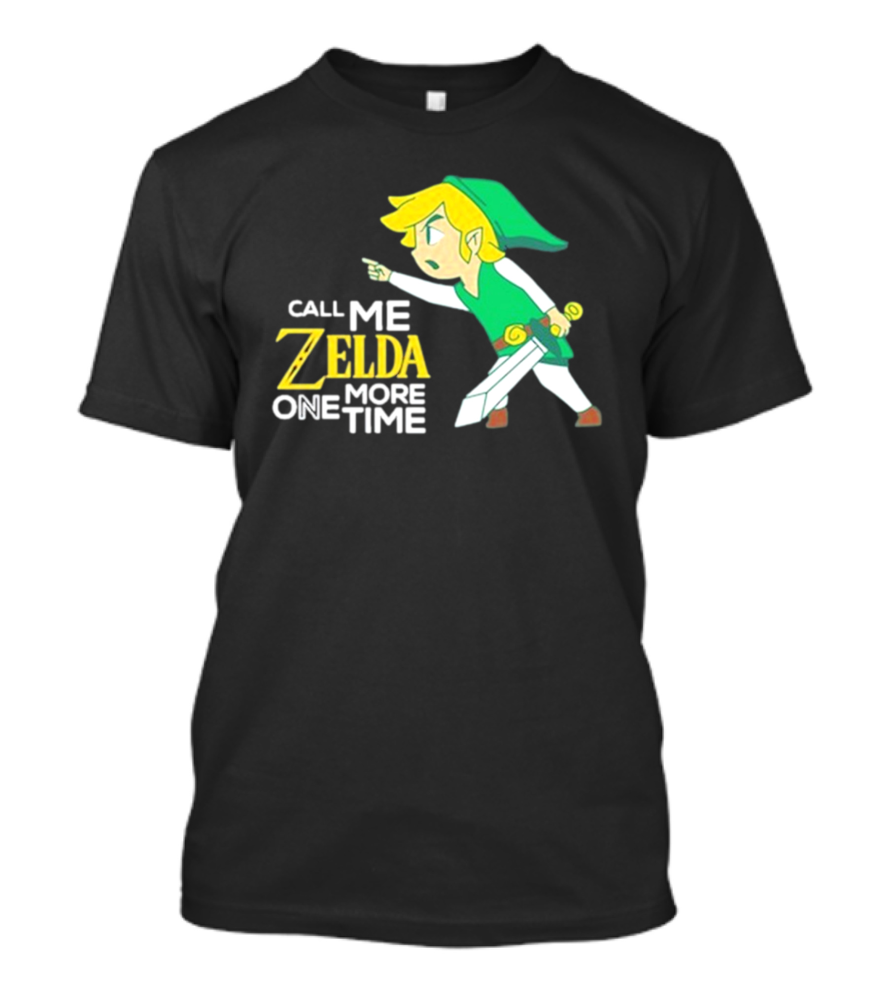 Call Me Zelda One More Time With Green-Capped Blonde Sword Character T-Shirt
