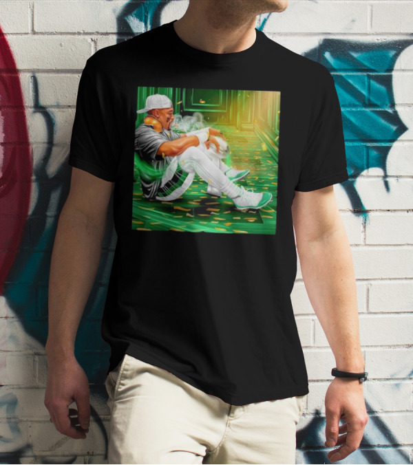 Legendary Jalen Hurts Smoking Cigar MVP Champs Celebration Green Aura T-Shirt