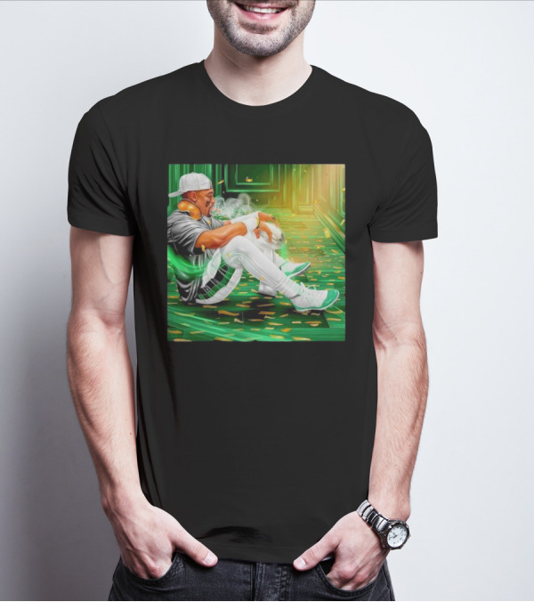 Legendary Jalen Hurts Smoking Cigar MVP Champs Celebration Green Aura T-Shirt