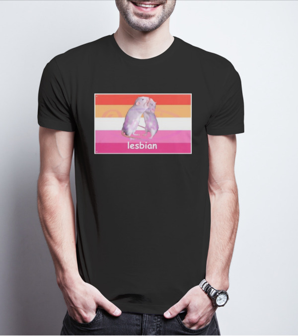 Lesbian Rat Pink And Orange LGBTQ Flag T-Shirt
