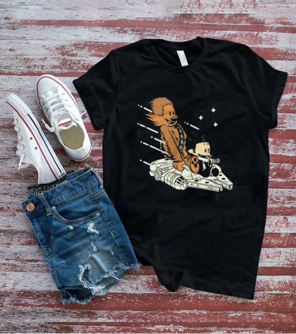 Less Than 12 Parsecs Chewbacca And Calvin Style Space Adventure T-Shirt
