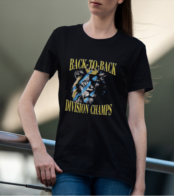 Back To Back Division Champs Lion With Crown Stripes T-Shirt