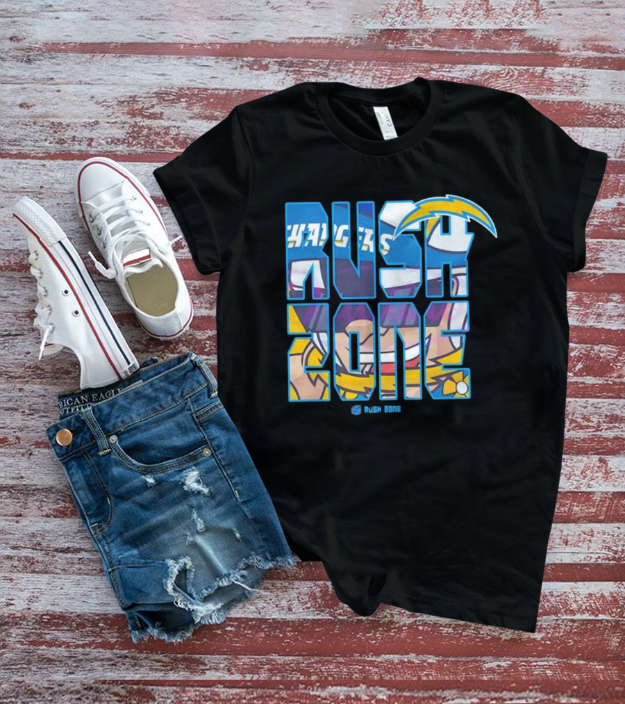 Los Angeles Chargers Rush Zone Cartoon Football T-Shirt