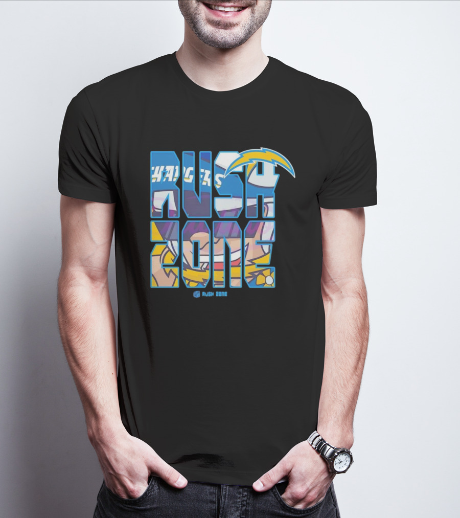 Los Angeles Chargers Rush Zone Cartoon Football T-Shirt