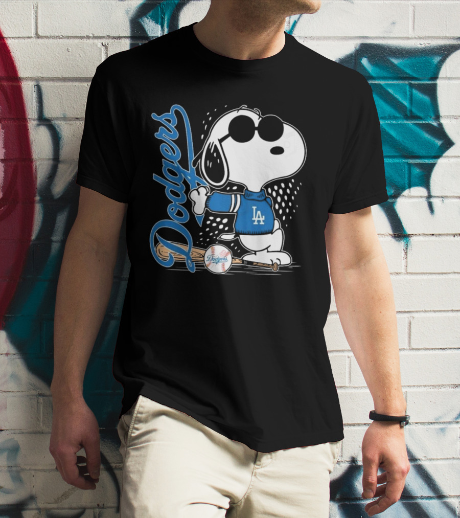 Los Angeles Dodgers Snoopy MLB 2025 Peanuts Baseball Collaboration T-Shirt