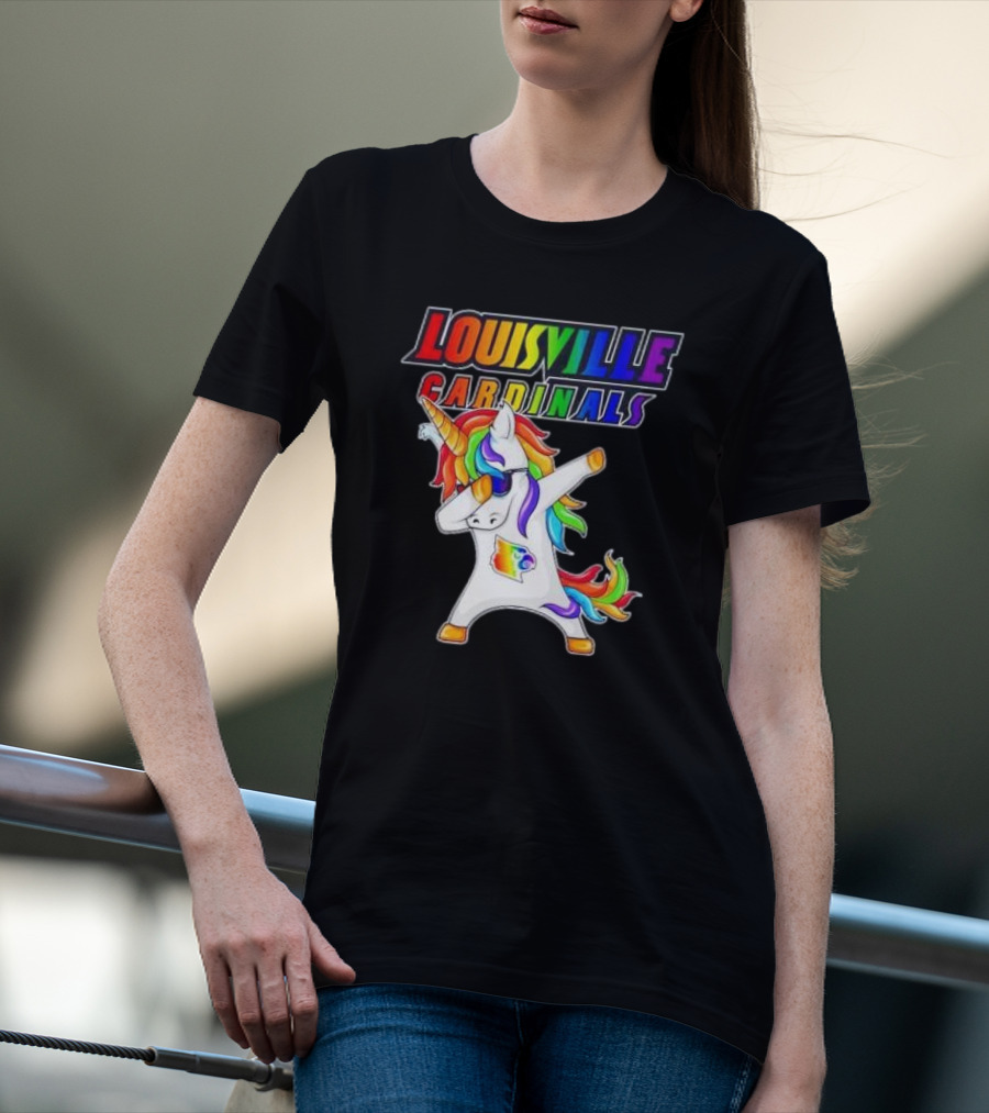Louisville Cardinals Rainbow Unicorn Dabbing LGBT Pride T-Shirt