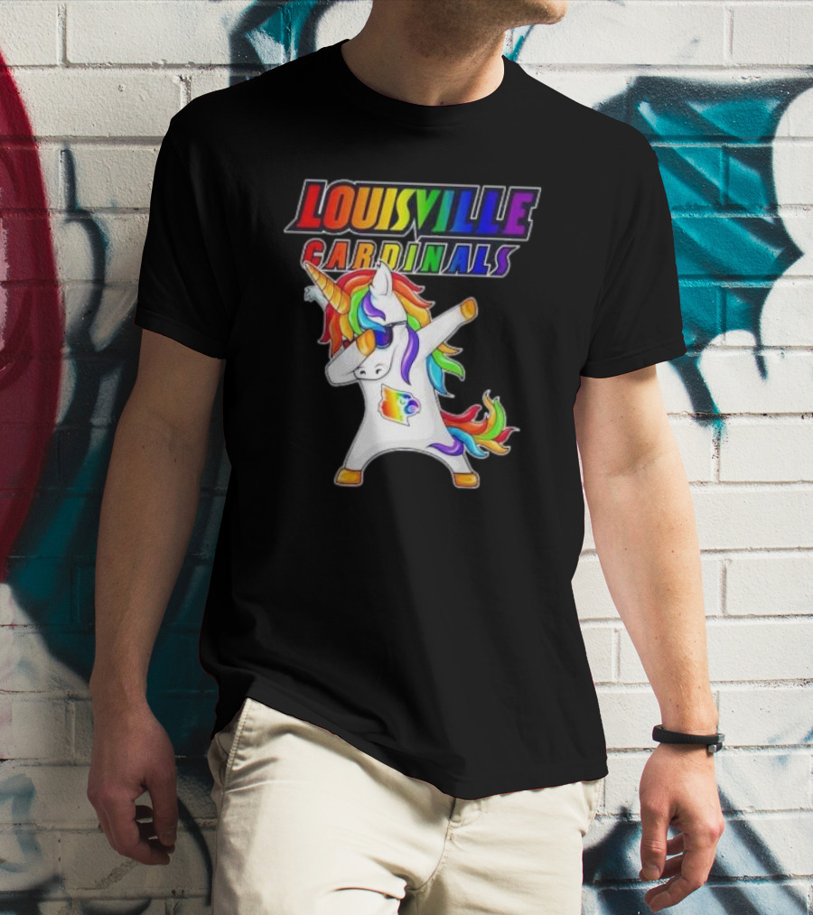 Louisville Cardinals Rainbow Unicorn Dabbing LGBT Pride T-Shirt