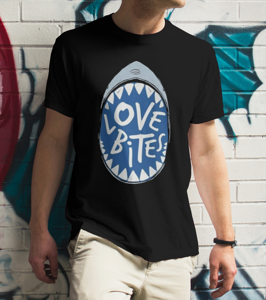 Love Bites Shark Mouth Teeth Graphic T-Shirt