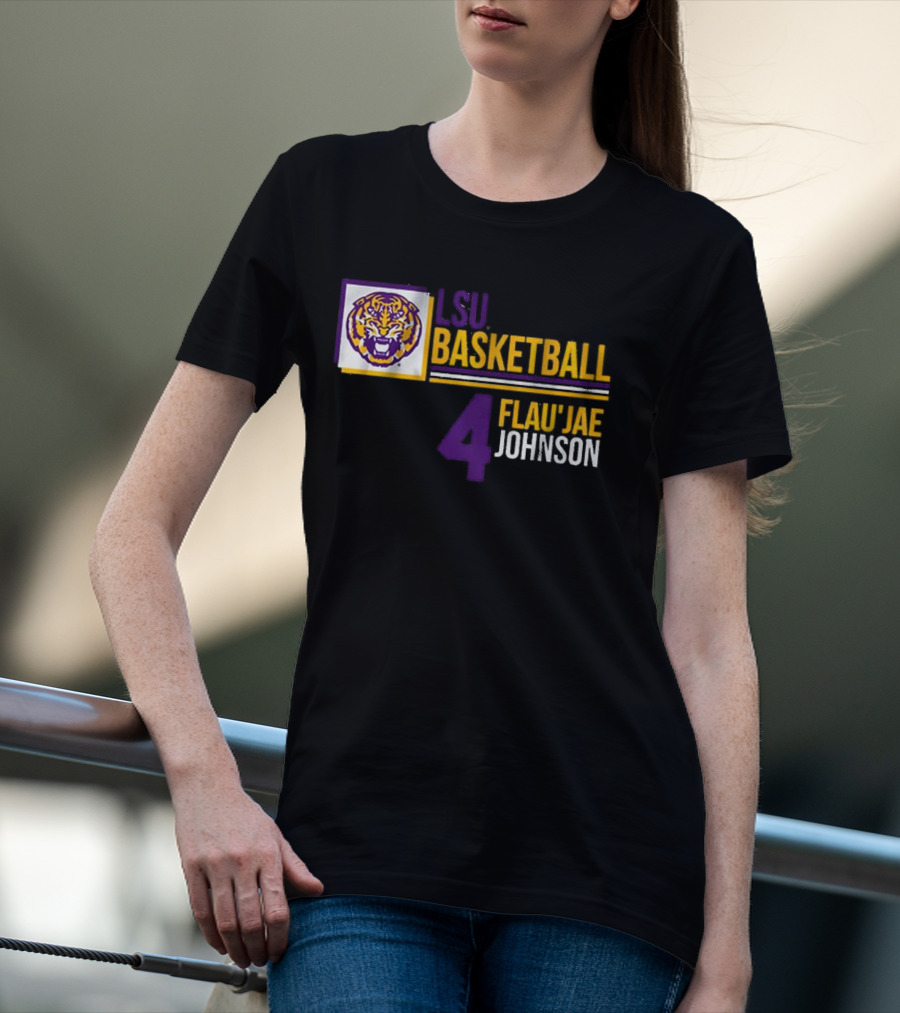 LSU Basketball Flau’Jae Johnson 4 Tiger Logo T-Shirt