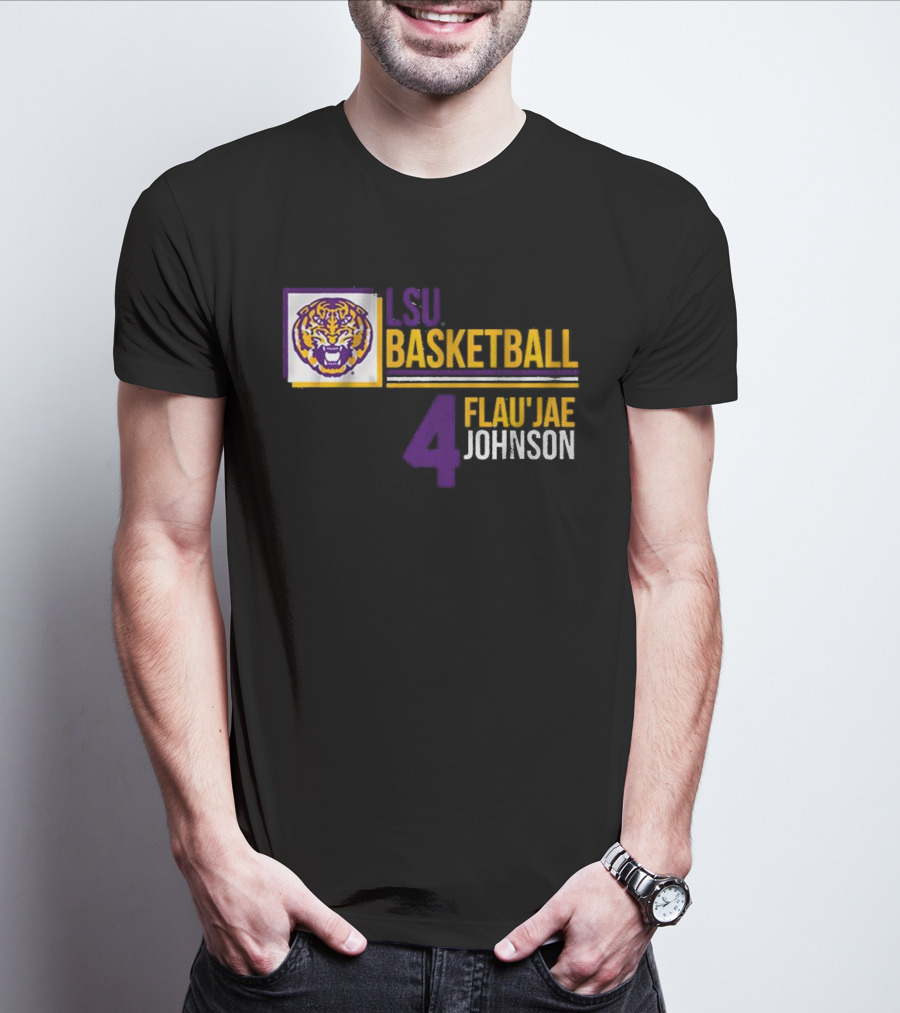 LSU Basketball Flau’Jae Johnson 4 Tiger Logo T-Shirt