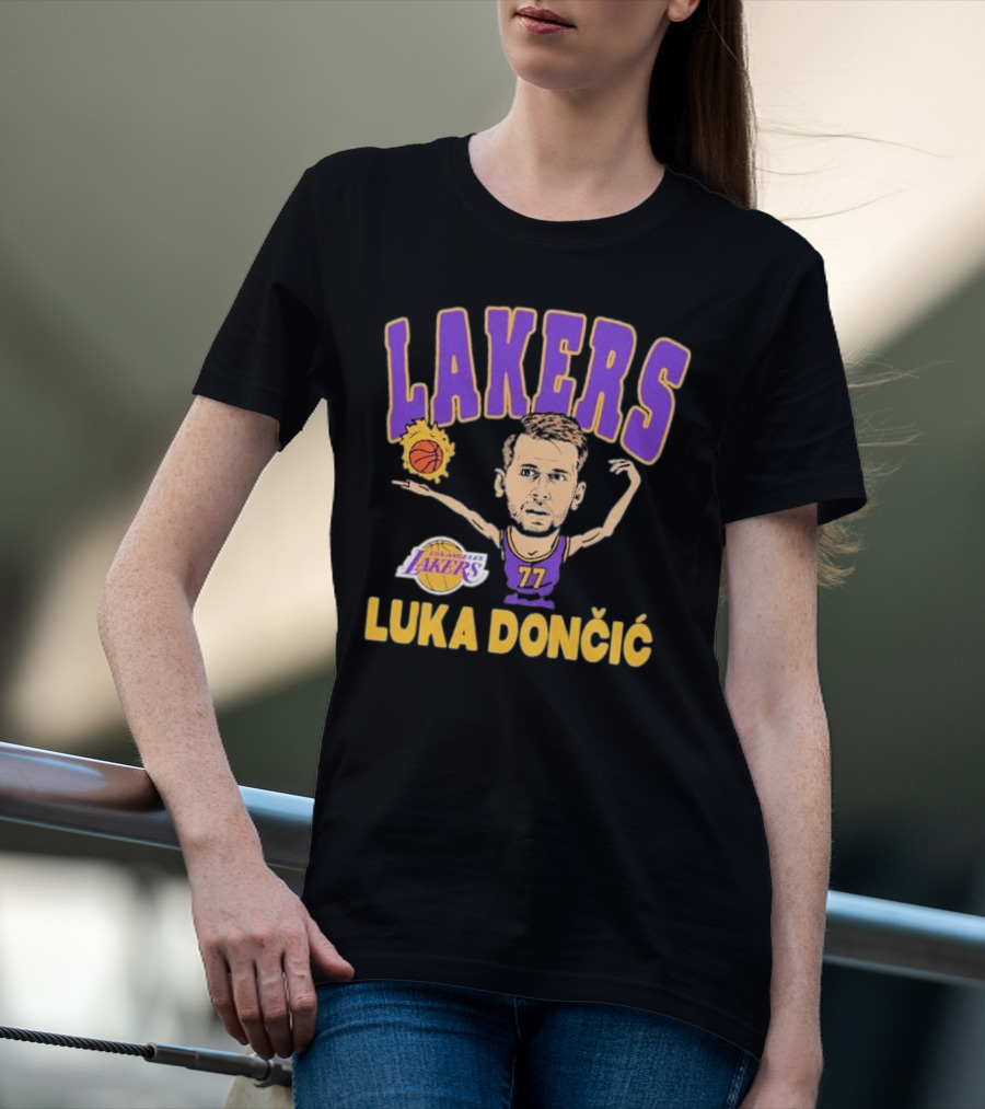 Luka Dončić Los Angeles Lakers Basketball Caricature 77 T-Shirt