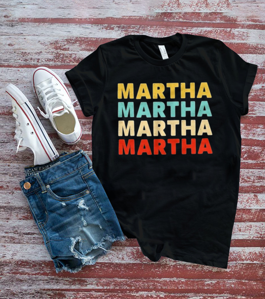 Martha Martha Martha Martha Text Graphic Colorful Block Letters T-Shirt