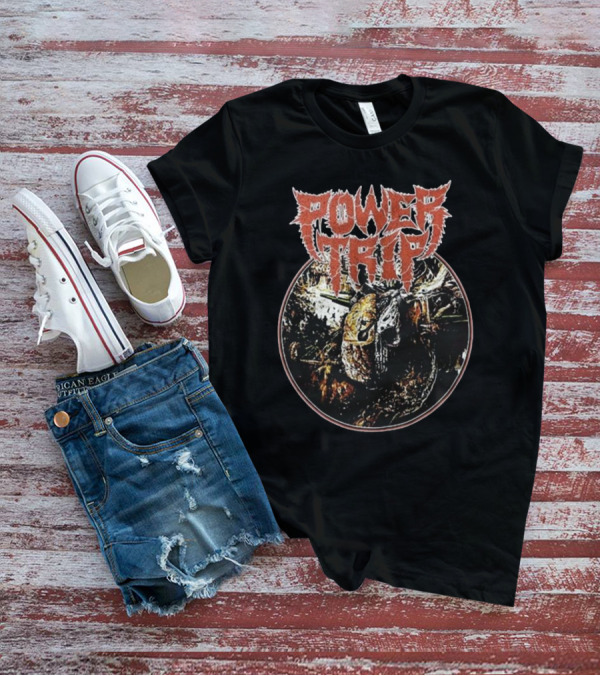Power Trip Manifest Decimation Saw Blade Skull Circle T-Shirt