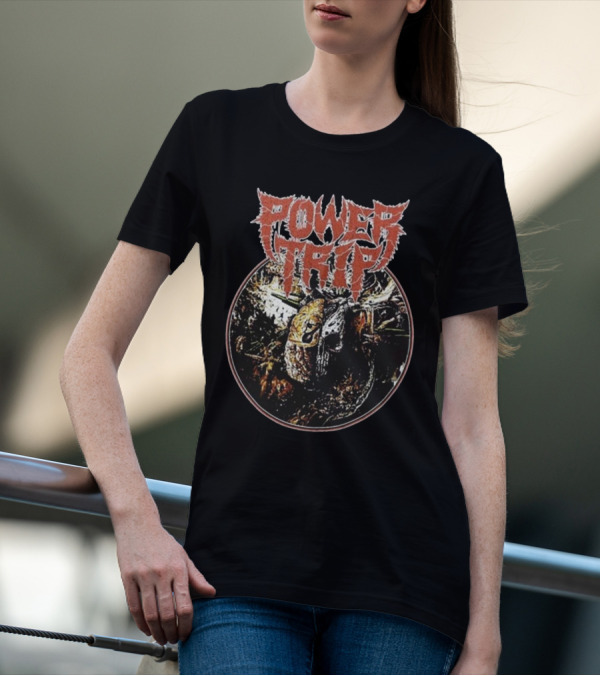 Power Trip Manifest Decimation Saw Blade Skull Circle T-Shirt