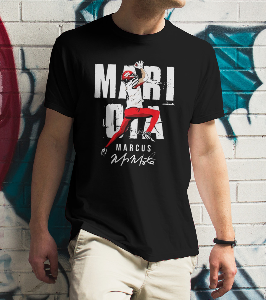 "Mari OIA Marcus Mariota Washington Commanders NFL Signature" T-Shirt