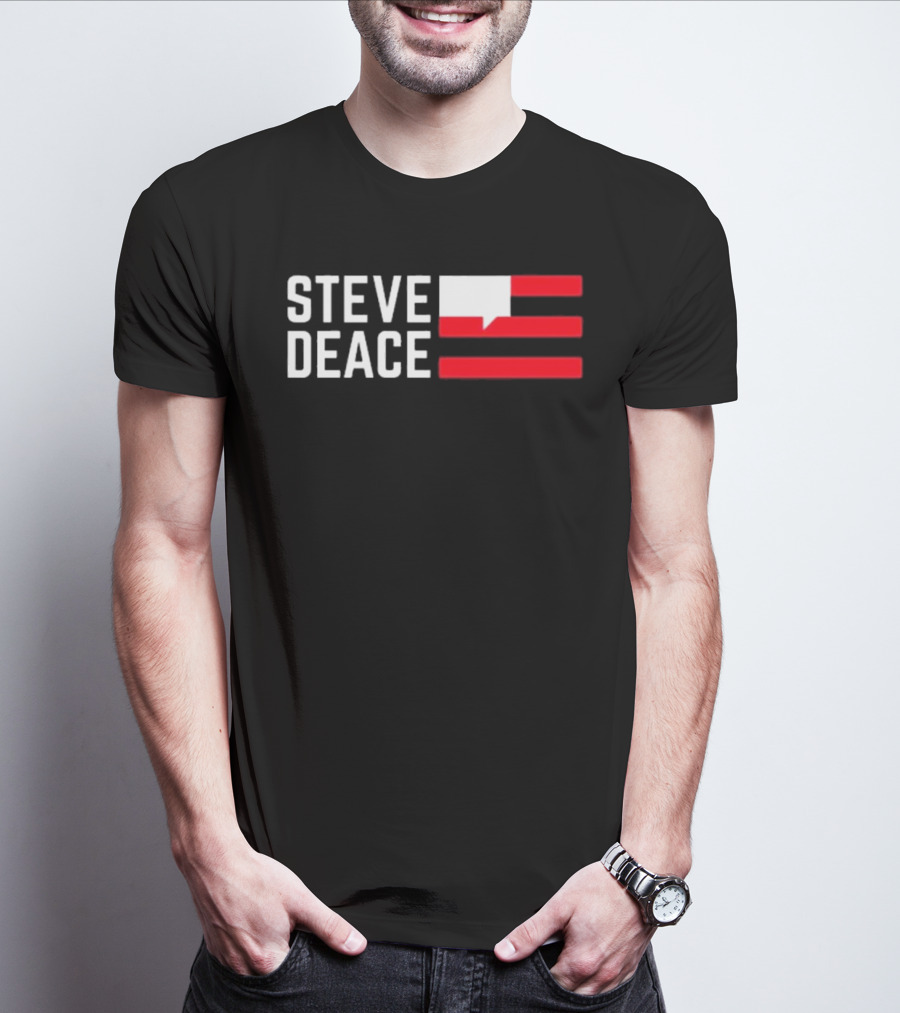 STEVE DEACE Red White Speech Bubble Stripes T-Shirt