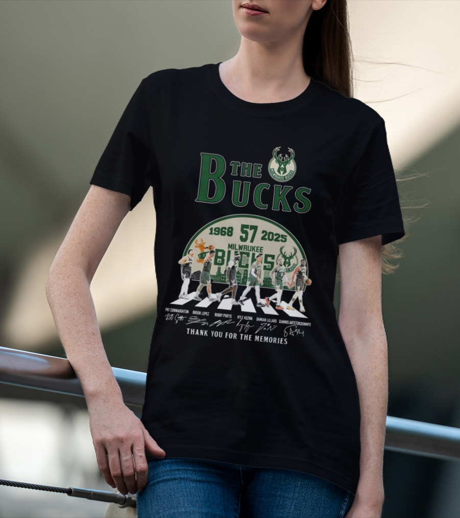 Milwaukee Bucks 57 Years 1968-2025 Thank You For The Memories T-Shirt