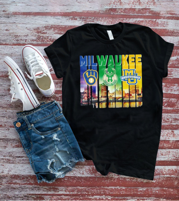 Milwaukee Brewers Bucks Marquette City Skyline Theme T-Shirt