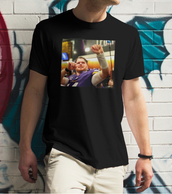 Minnesota Vikings Locker Room Celebration NFL Sam Darnold Insight T-Shirt