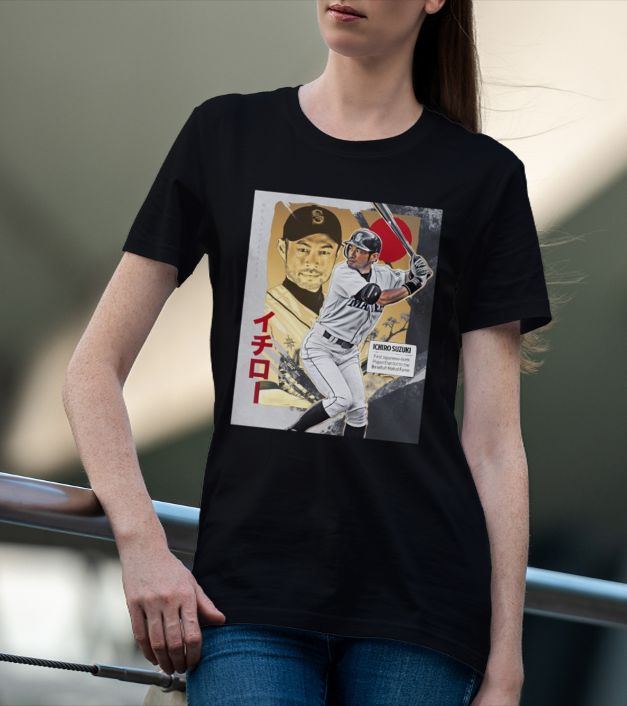 Ichiro Suzuki Seattle Mariners First Japanese-Born Player Elected To Baseball Hall Of Fame Red Sun T-Shirt