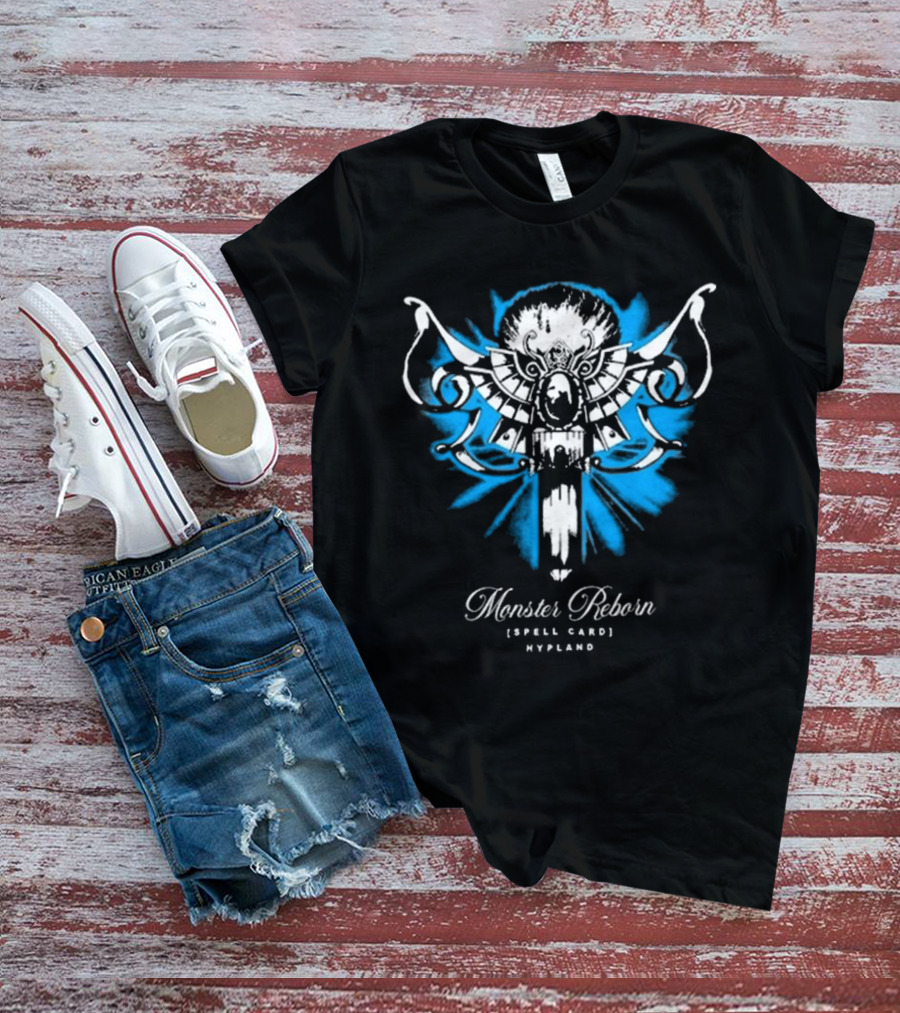 Monster Reborn Spell Card Hypland Blue Winged Design T-Shirt