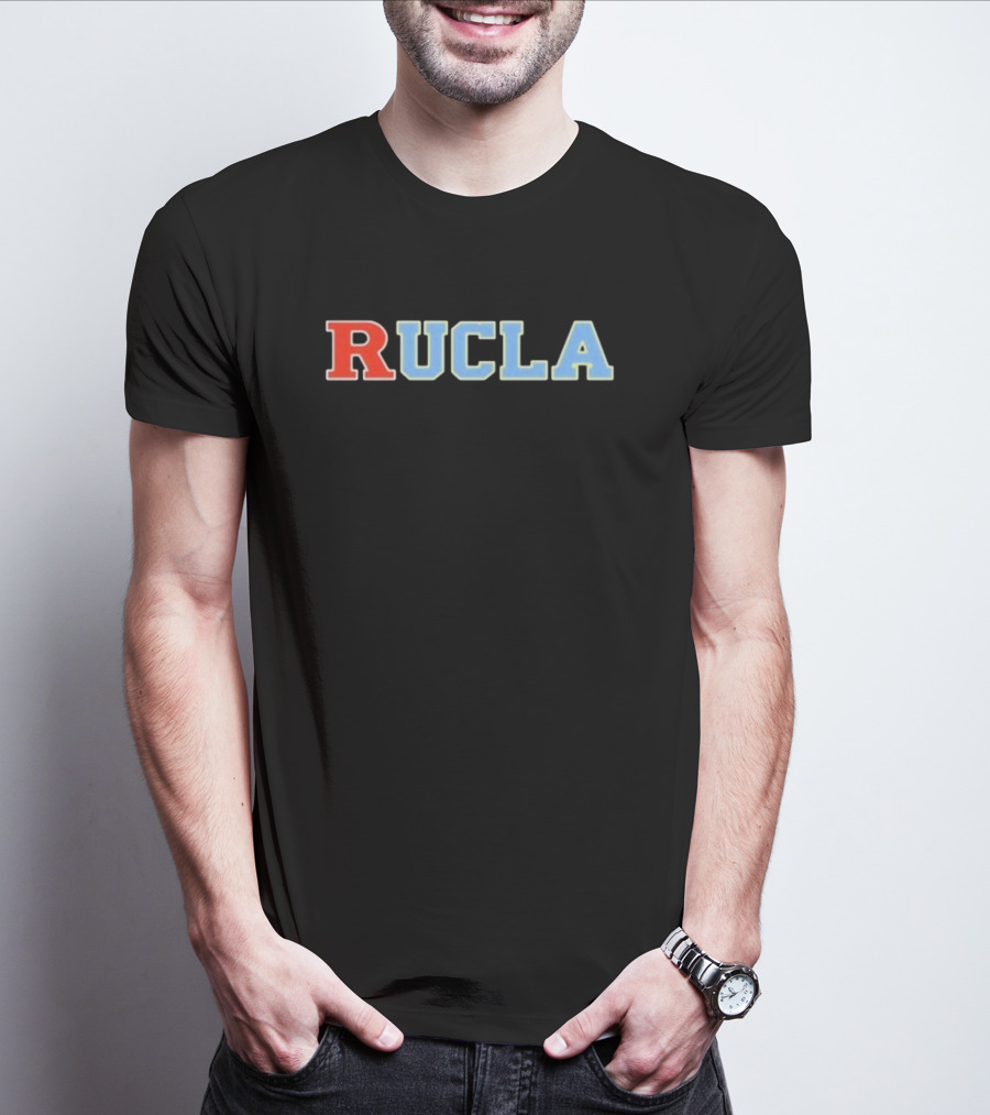 RUCLA Red Blue Varsity-Style Bold Text T-Shirt