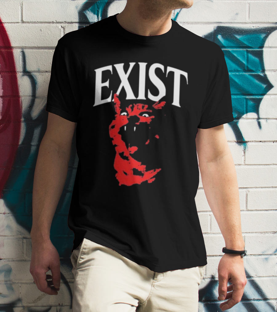 Mynameistuv Exist Red Cat Face T-Shirt