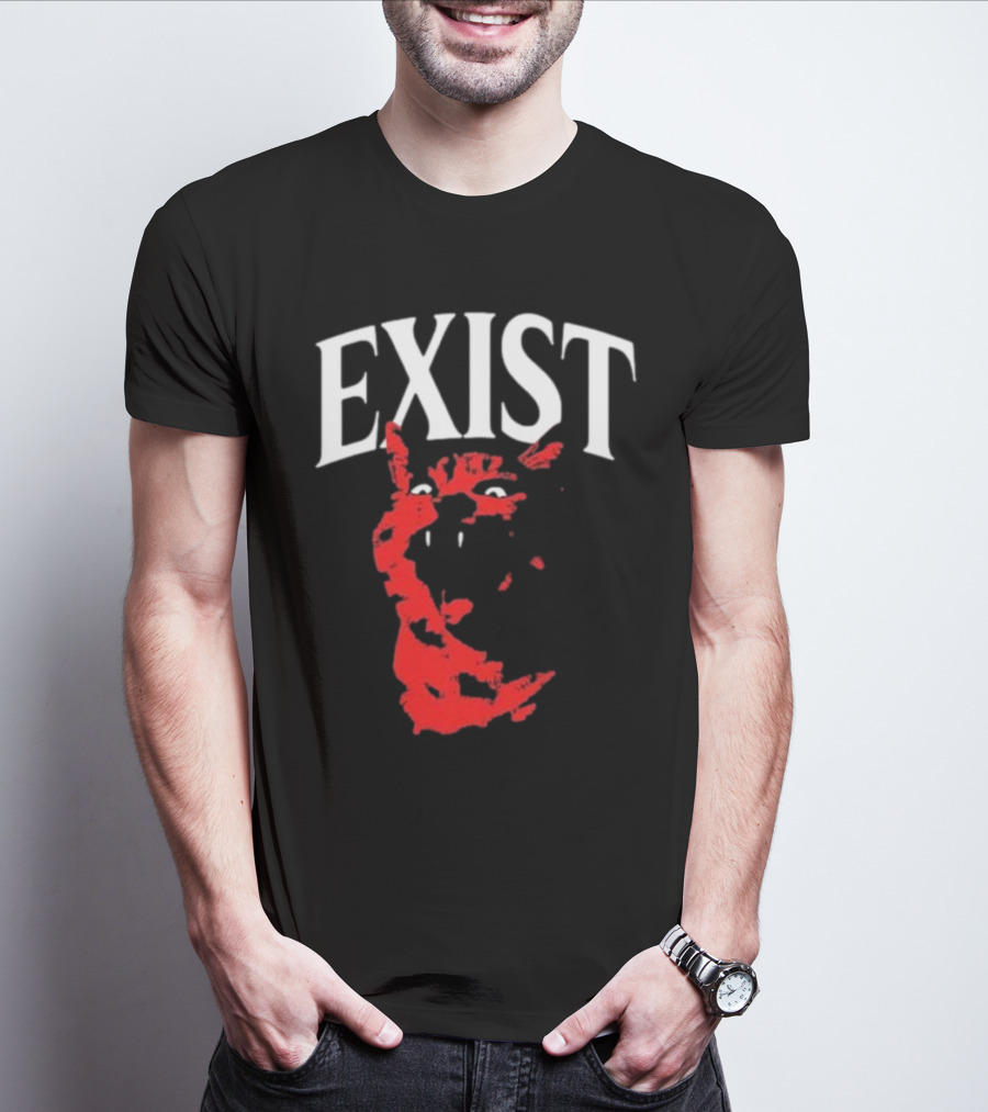 Mynameistuv Exist Red Cat Face T-Shirt