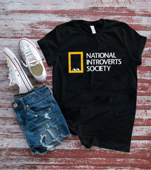 National Introverts Society Humor Featuring Iconic Yellow Frame And Peeking Eyes T-Shirt