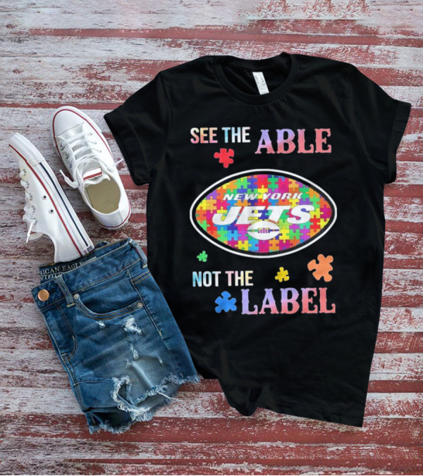 New York Jets Autism Awareness See The Able Not The Label Puzzle Pieces T-Shirt