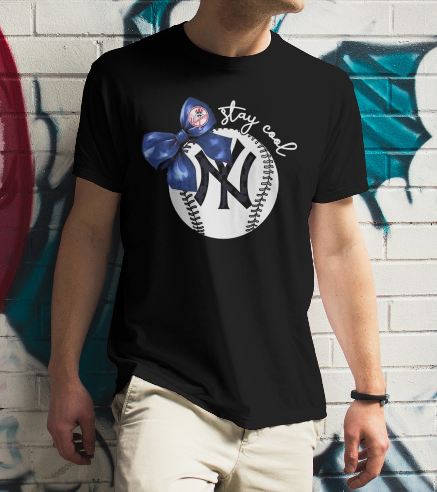New York Yankees Stay Cool Bow Baseball Girls Fashion T-Shirt