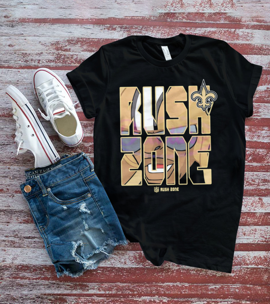 New Orleans Saints Rush Zone NFL Cartoon Fleur-de-Lis T-Shirt