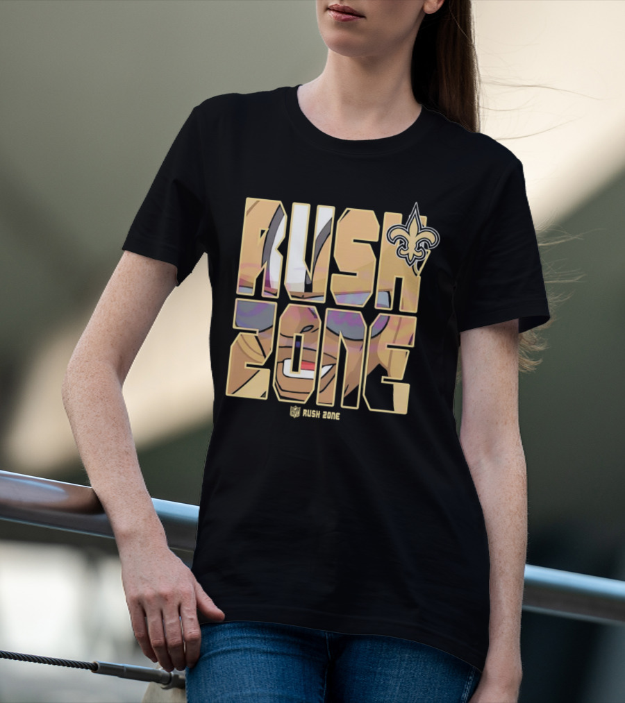 New Orleans Saints Rush Zone NFL Cartoon Fleur-de-Lis T-Shirt