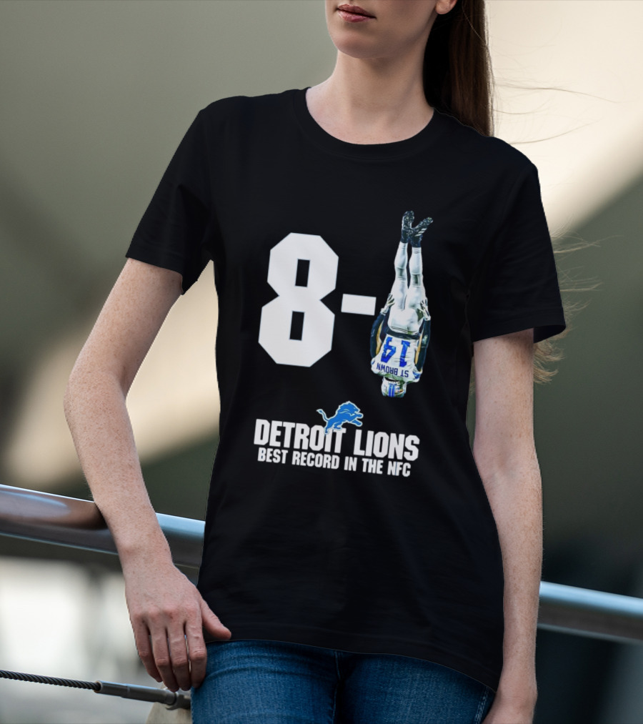 Detroit Lions 8-1 Amon-Ra St. Brown Headstand Celebration Best Record In NFC T-Shirt